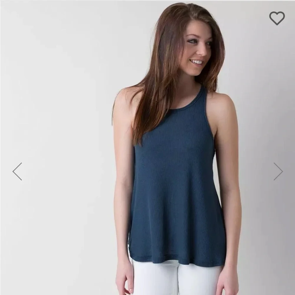 Free People Teal Blue Long Beach Tank Size Small Basic Layering Racerback Summer - Picture 3 of 12
